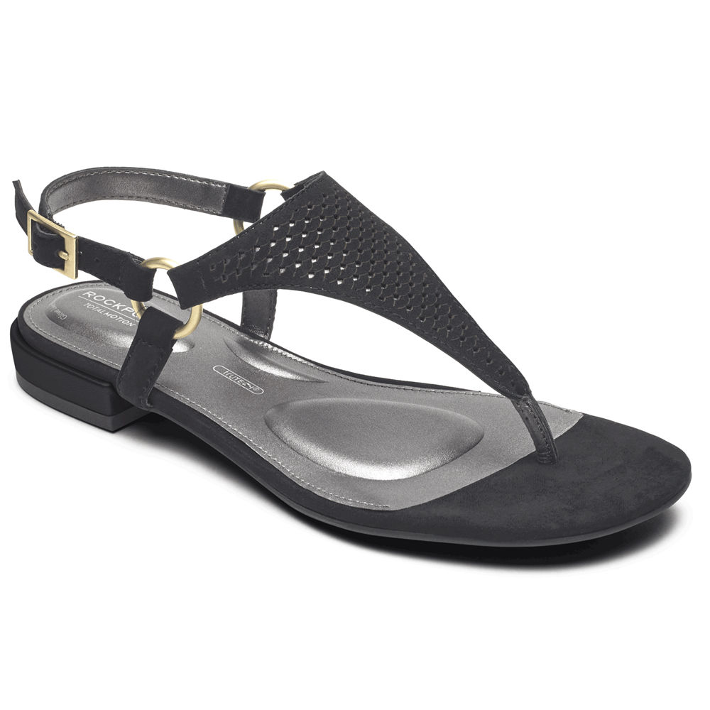 Sandalias Rockport Mujer Mexico - Total Motion Zosia Thong Negros - XEGSM5206